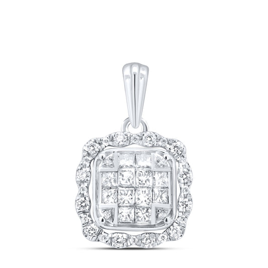 0.59 Ctw Natural Diamond Gift Pendant in 14k White Gold