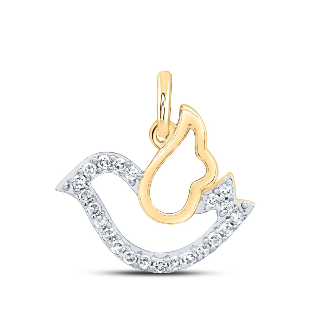 0.11 Ctw Natural Diamond Bird Wings Pendant in 10k Yellow Gold