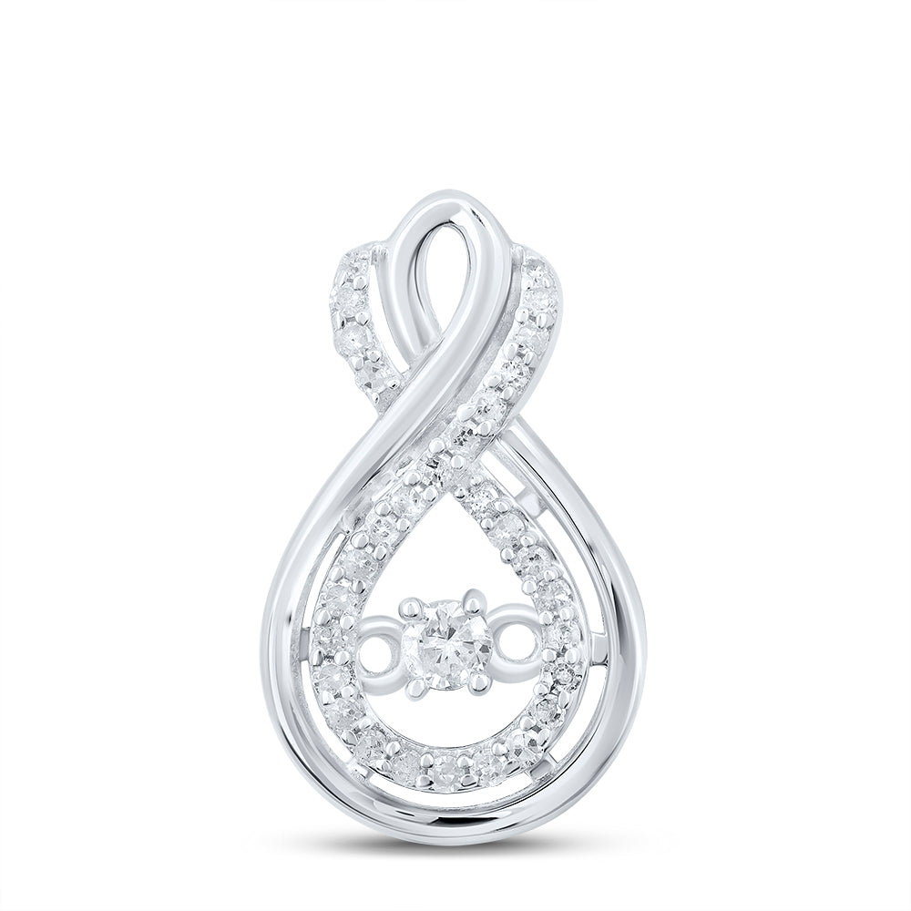 0.19 Ctw Natural Diamond Infinity Center Pendant in Sterling Silver