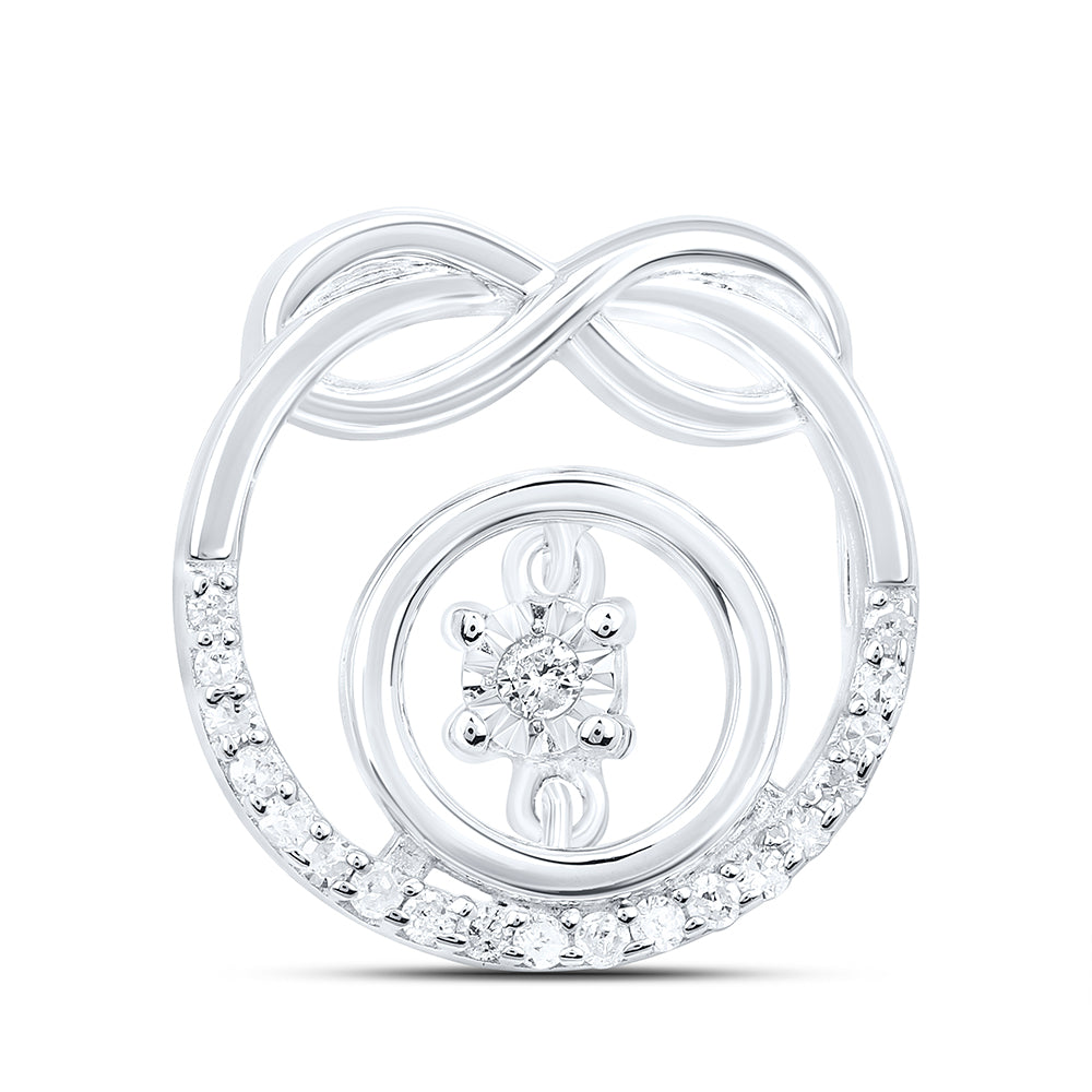 0.14 Ctw Natural Diamond Infinity Center Diamond Pendant in Sterling Silver