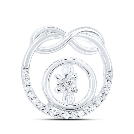 0.14 Ctw Natural Diamond Infinity Center Diamond Pendant in Sterling Silver