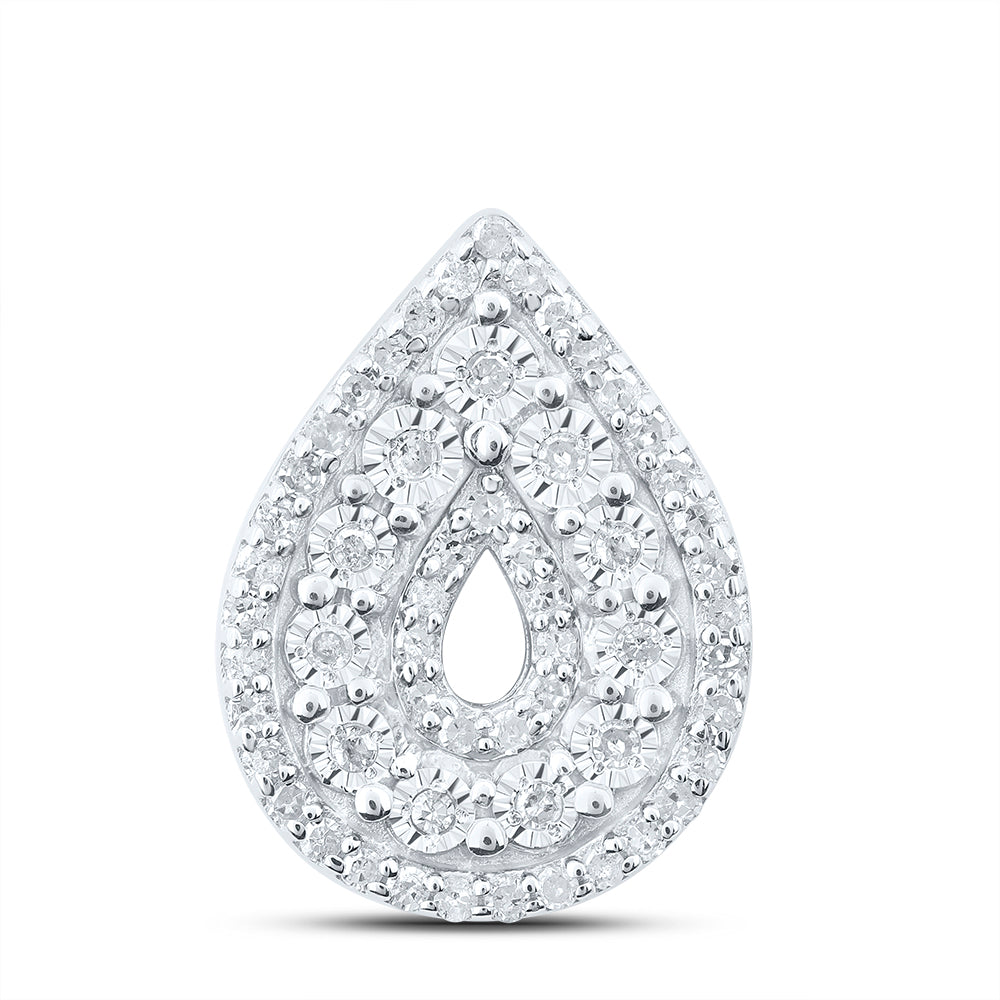 0.22 Ctw Natural Diamond Teardrop Fashion Gift Pendant in Sterling Silver
