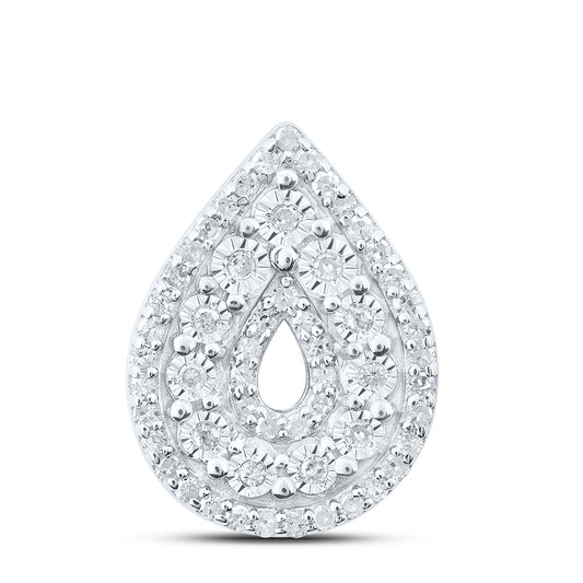 0.22 Ctw Natural Diamond Teardrop Fashion Gift Pendant in Sterling Silver