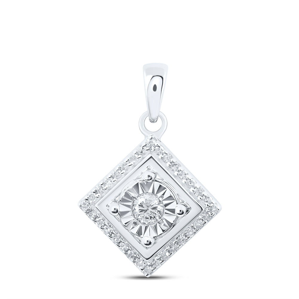 0.24 Ctw Natural Diamond Kite Shape Illusion Pendant in Sterling Silver