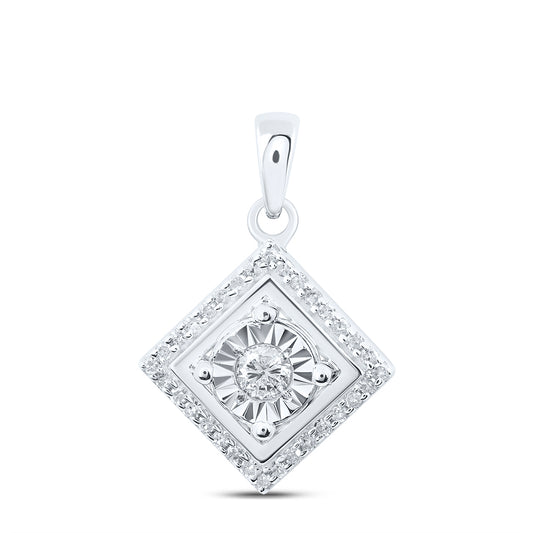 0.24 Ctw Natural Diamond Kite Shape Illusion Pendant in Sterling Silver