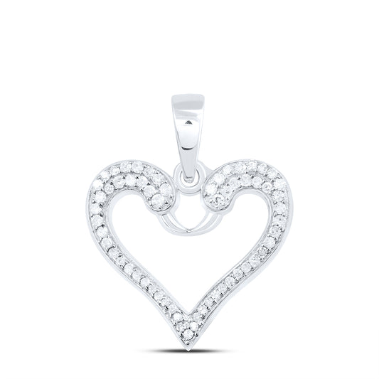 0.2 Ctw Natural Diamond Open Heart Pendant in Sterling Silver