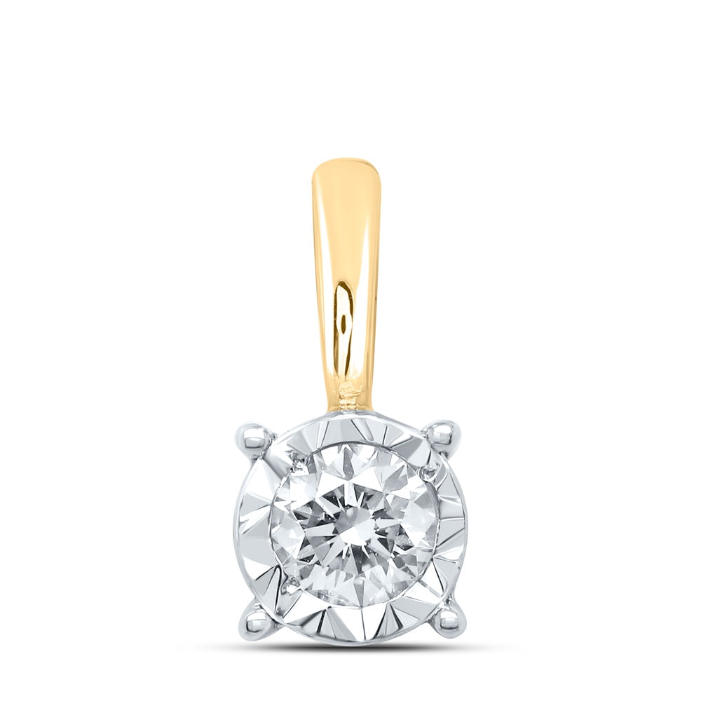0.17 Ctw Natural Diamond Round Tiny Pendant in 10k Yellow Gold