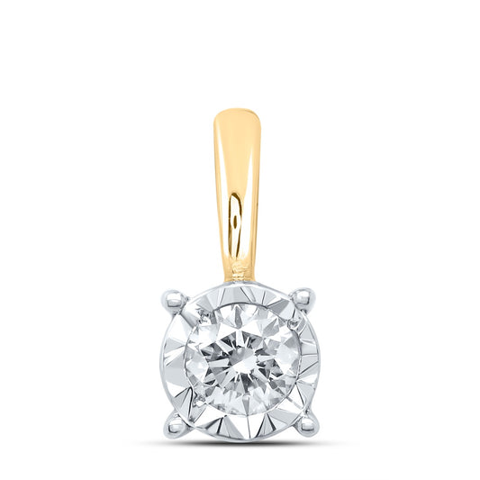 0.17 Ctw Natural Diamond Round Tiny Pendant in 10k Yellow Gold
