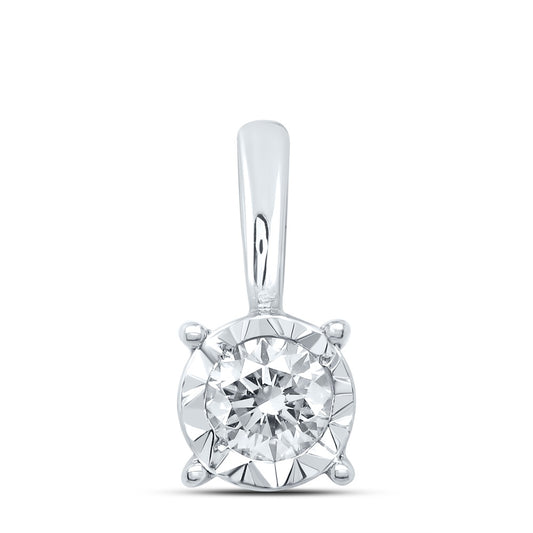 0.17 Ctw Natural Diamond Round Tiny Pendant in 10k White Gold