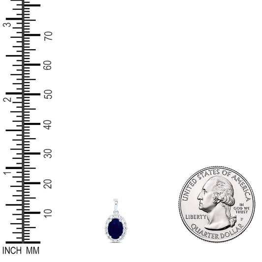 1.31 Ctw Natural Diamond Center Blue Diamond Oval Pendant in 14k White Gold