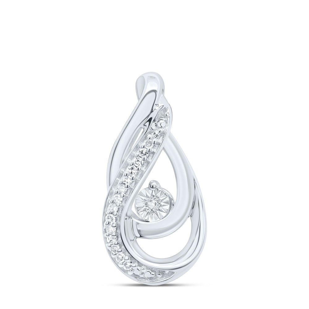 0.03 Ctw Natural Diamond Teardrop Gift Pendant in Sterling Silver
