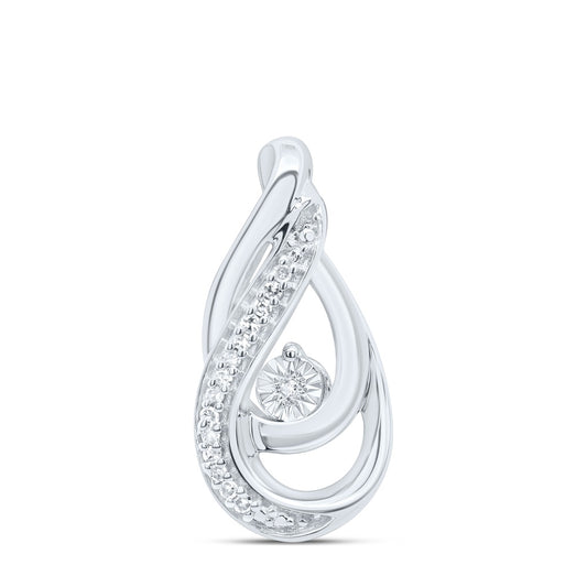 0.03 Ctw Natural Diamond Teardrop Gift Pendant in Sterling Silver
