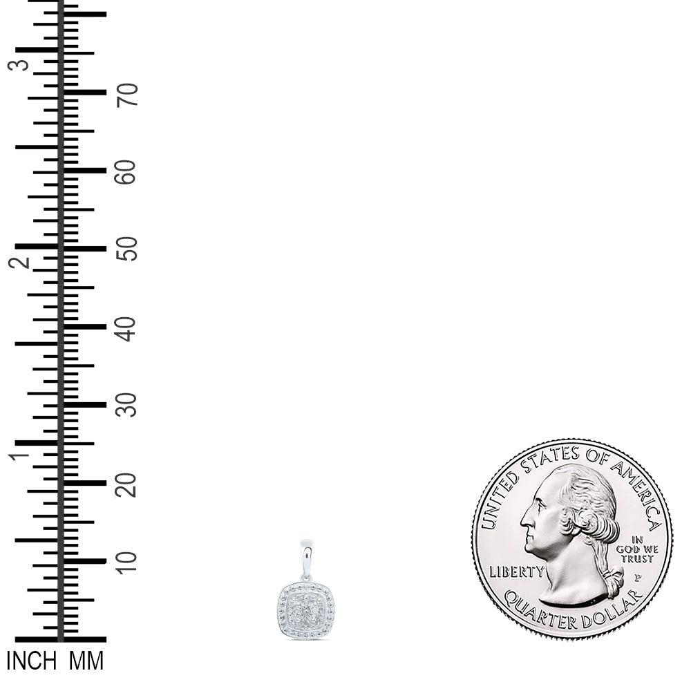 0.03 Ctw Natural Diamond Rounded Edge Gift Pendant in Sterling Silver
