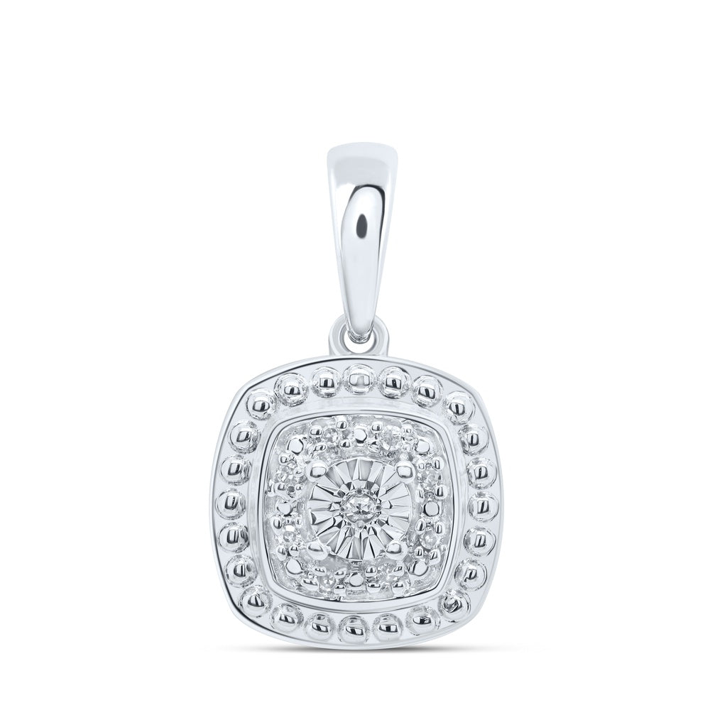 0.03 Ctw Natural Diamond Rounded Edge Gift Pendant in Sterling Silver