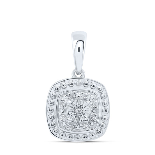 0.03 Ctw Natural Diamond Rounded Edge Gift Pendant in Sterling Silver