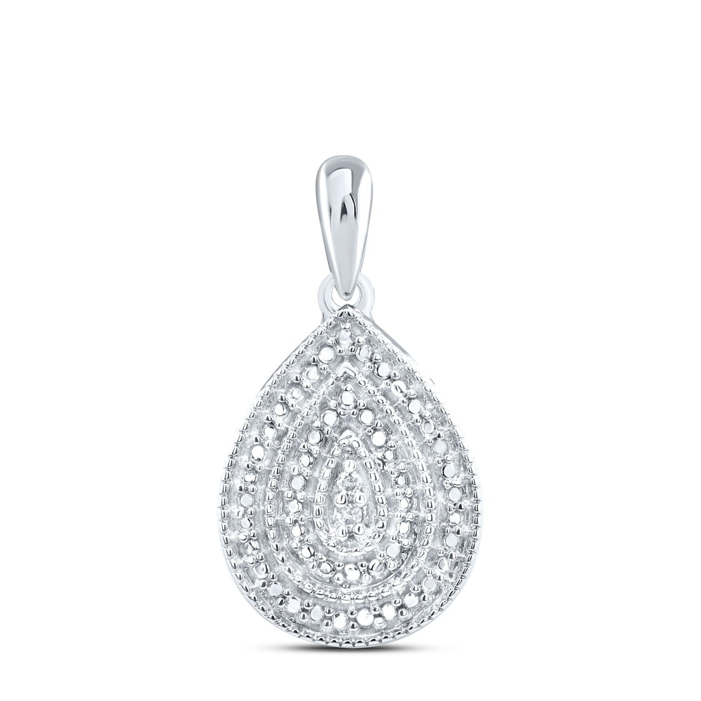 0.01 Ctw Natural Diamond Teardrop Fashion Gift Pendant in Sterling Silver