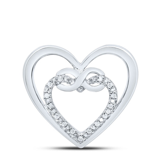 0.05 Ctw Natural Diamond Open Double Heart Infinity Pendant in Sterling Silver