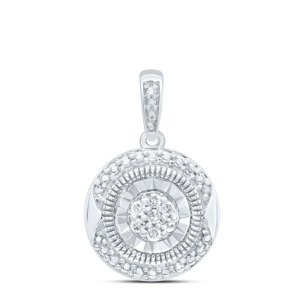 0.05 Ctw Natural Diamond Round illusion Gift Pendant in Sterling Silver