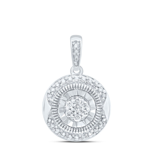 0.05 Ctw Natural Diamond Round illusion Gift Pendant in Sterling Silver