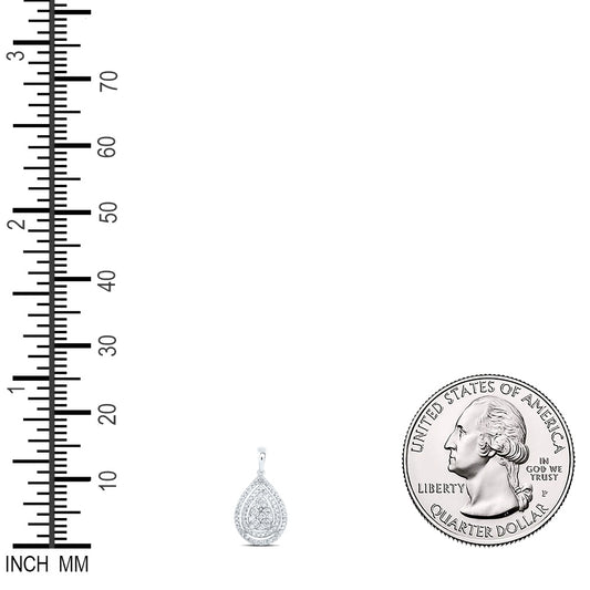 0.05 Ctw Natural Diamond Teardrop Gift Pendant in Sterling Silver
