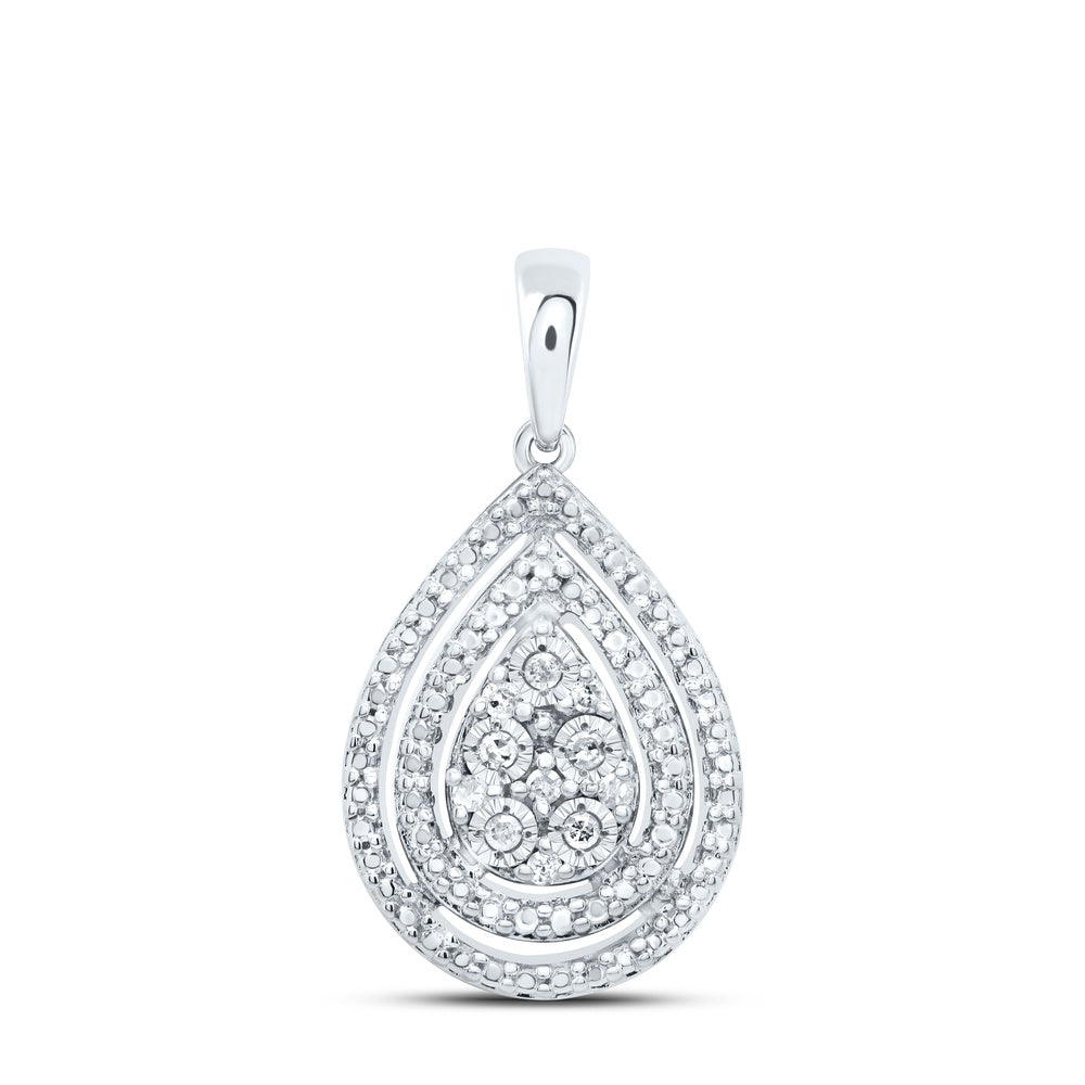 0.05 Ctw Natural Diamond Teardrop Gift Pendant in Sterling Silver