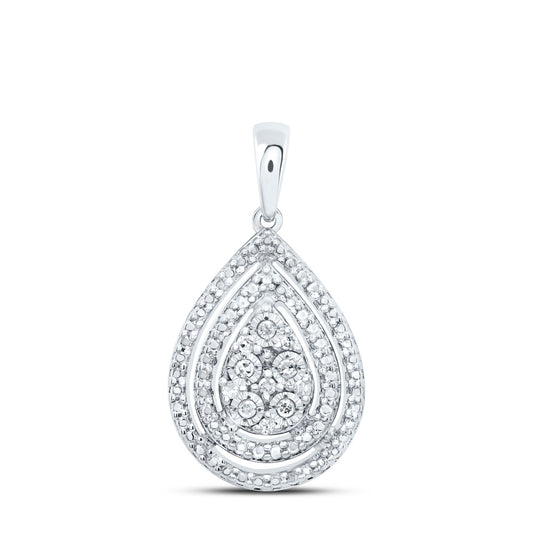 0.05 Ctw Natural Diamond Teardrop Gift Pendant in Sterling Silver