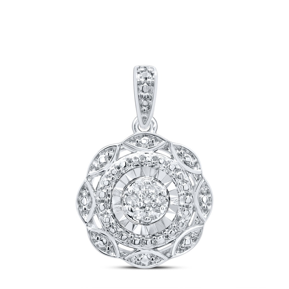 0.05 Ctw Natural Diamond Round Gift Pendant in Sterling Silver