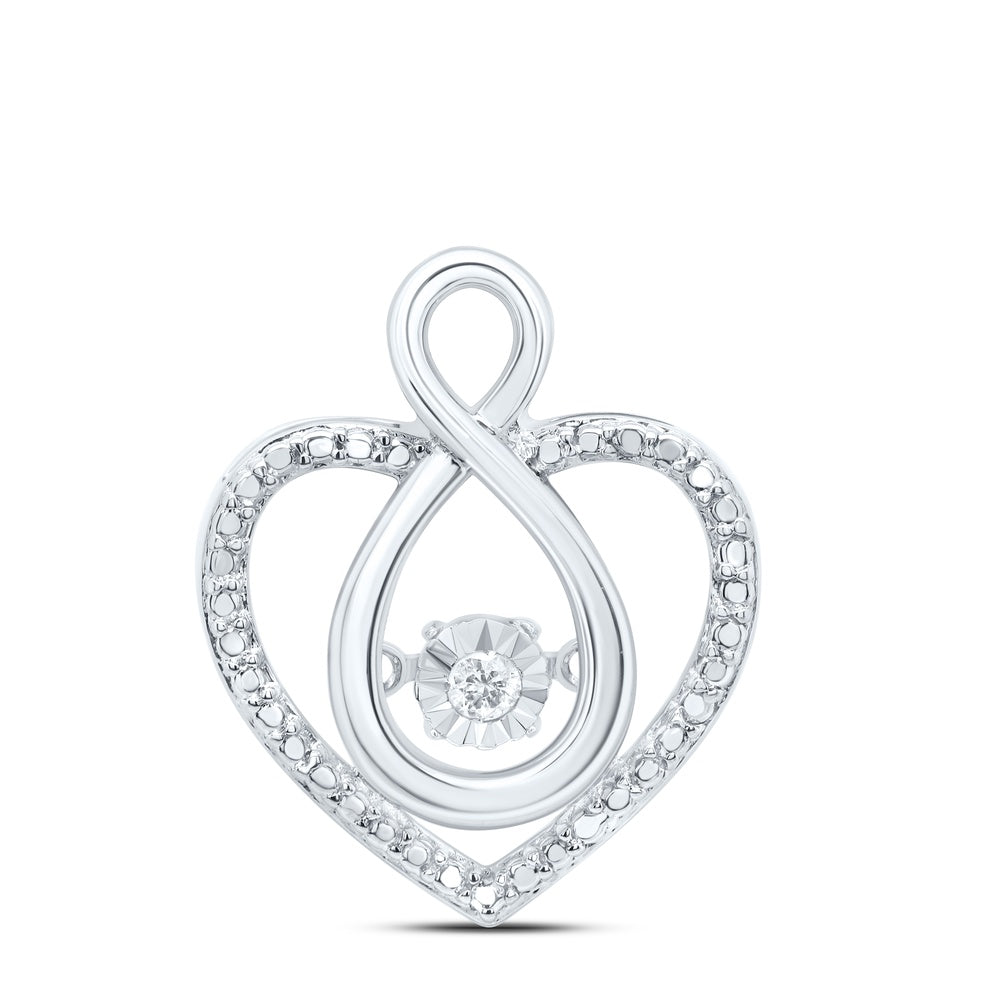 0.03 Ctw Natural Diamond Open Heart Infinty Center Diamond Pendant in Sterling Silver