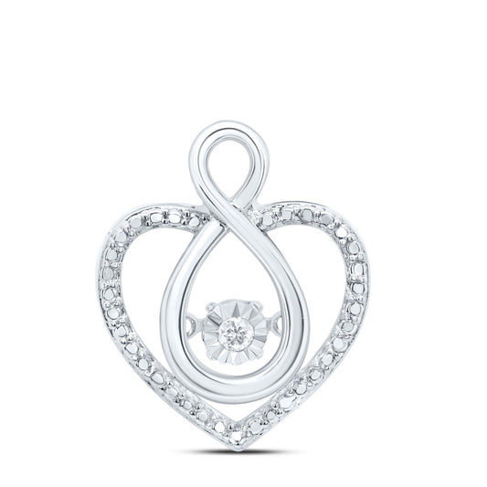 0.03 Ctw Natural Diamond Open Heart Infinty Center Diamond Pendant in Sterling Silver