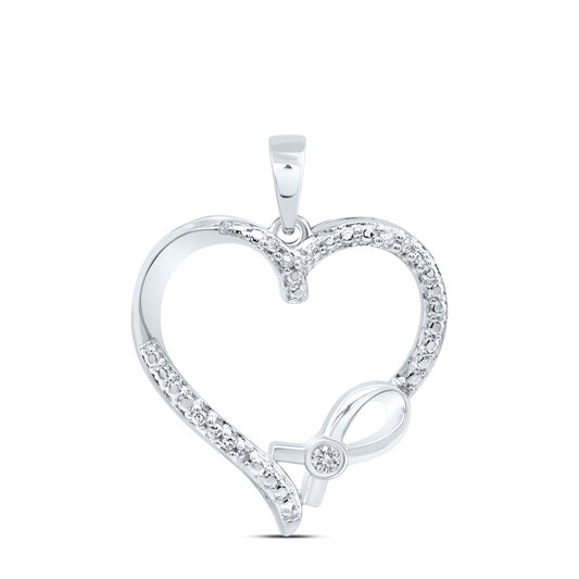 0.05 Ctw Natural Diamond Open Heart Gift Pendant in Sterling Silver