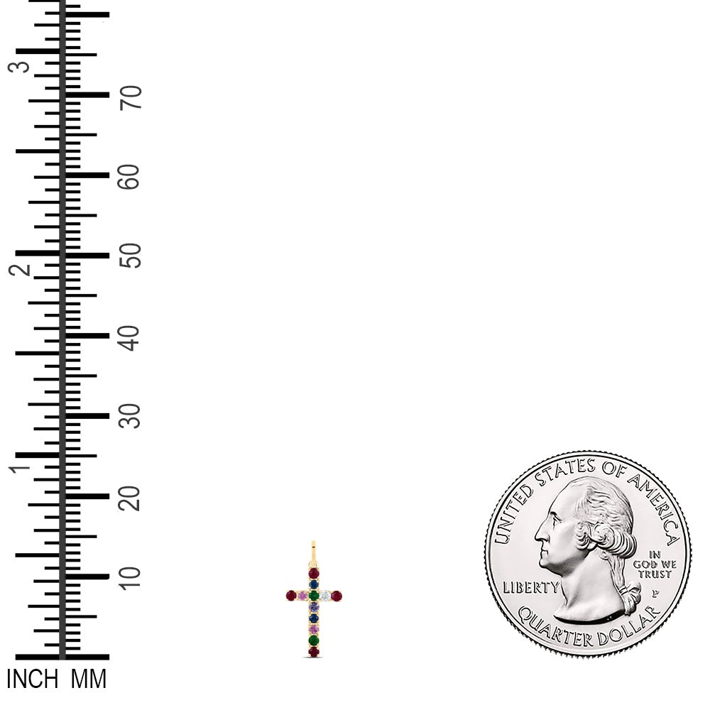 0.51 Ctw Natural Diamond Colored Diamond Tennis Cross Pendant in 14k Yellow Gold