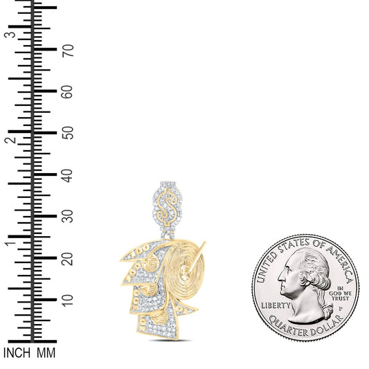 0.47 Ctw Natural Diamond Money Roll Pendant in 10k Yellow Gold