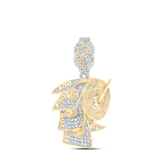 0.47 Ctw Natural Diamond Money Roll Pendant in 10k Yellow Gold
