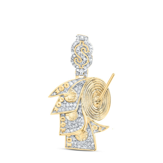 0.28 Ctw Natural Diamond $100 Dollars Money Roll Hiphop Pendant in 10k Yellow Gold