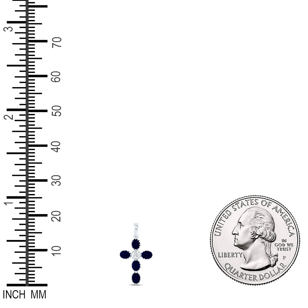 1.18 Ctw Natural Diamond Black Cross Religious Pendant in 14k White Gold