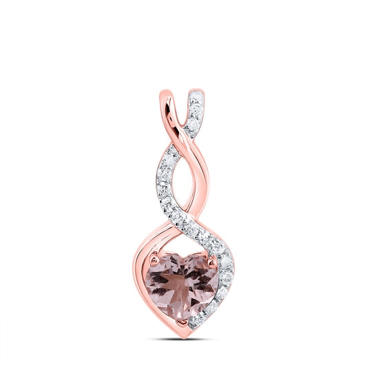 0.48 Ctw Natural Diamond Brown Chocolate Heart Gift Pendant in 14k Rose Gold