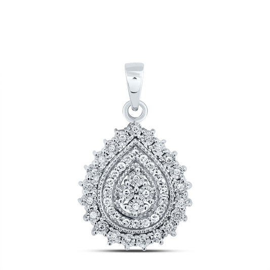 0.21 Ctw Natural Diamond Teardrop Gift Pendant in Sterling Silver