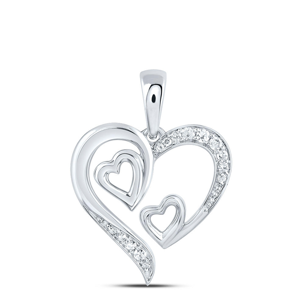 0.07 Ctw Natural Diamond Open 3 Three Heart Pendant in Sterling Silver