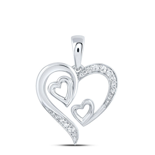 0.07 Ctw Natural Diamond Open 3 Three Heart Pendant in Sterling Silver
