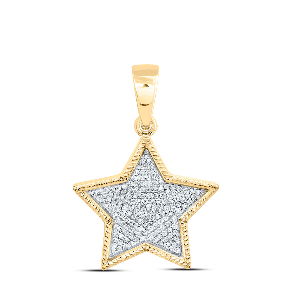 0.42 Ctw Natural Diamond Cluster Star Of David Pendant in 10k Yellow Gold