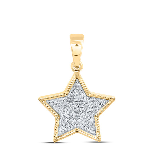 0.42 Ctw Natural Diamond Cluster Star Of David Pendant in 10k Yellow Gold
