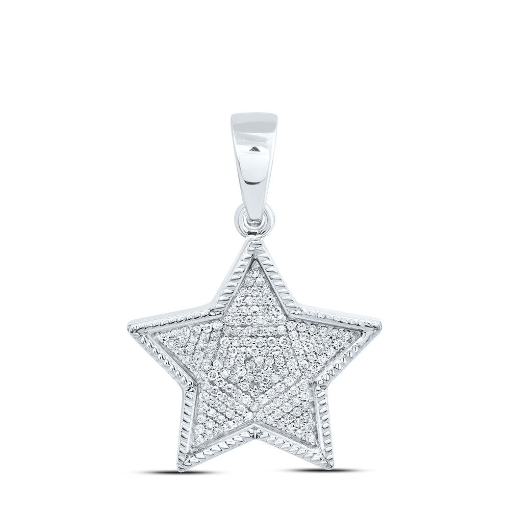 0.42 Ctw Natural Diamond Cluster Star Of David Pendant in 10k White Gold