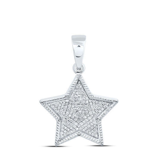 0.42 Ctw Natural Diamond Cluster Star Of David Pendant in 10k White Gold