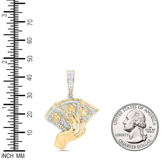 0.39 Ctw Natural Diamond Cash On Hand Pendant in 10k Yellow Gold