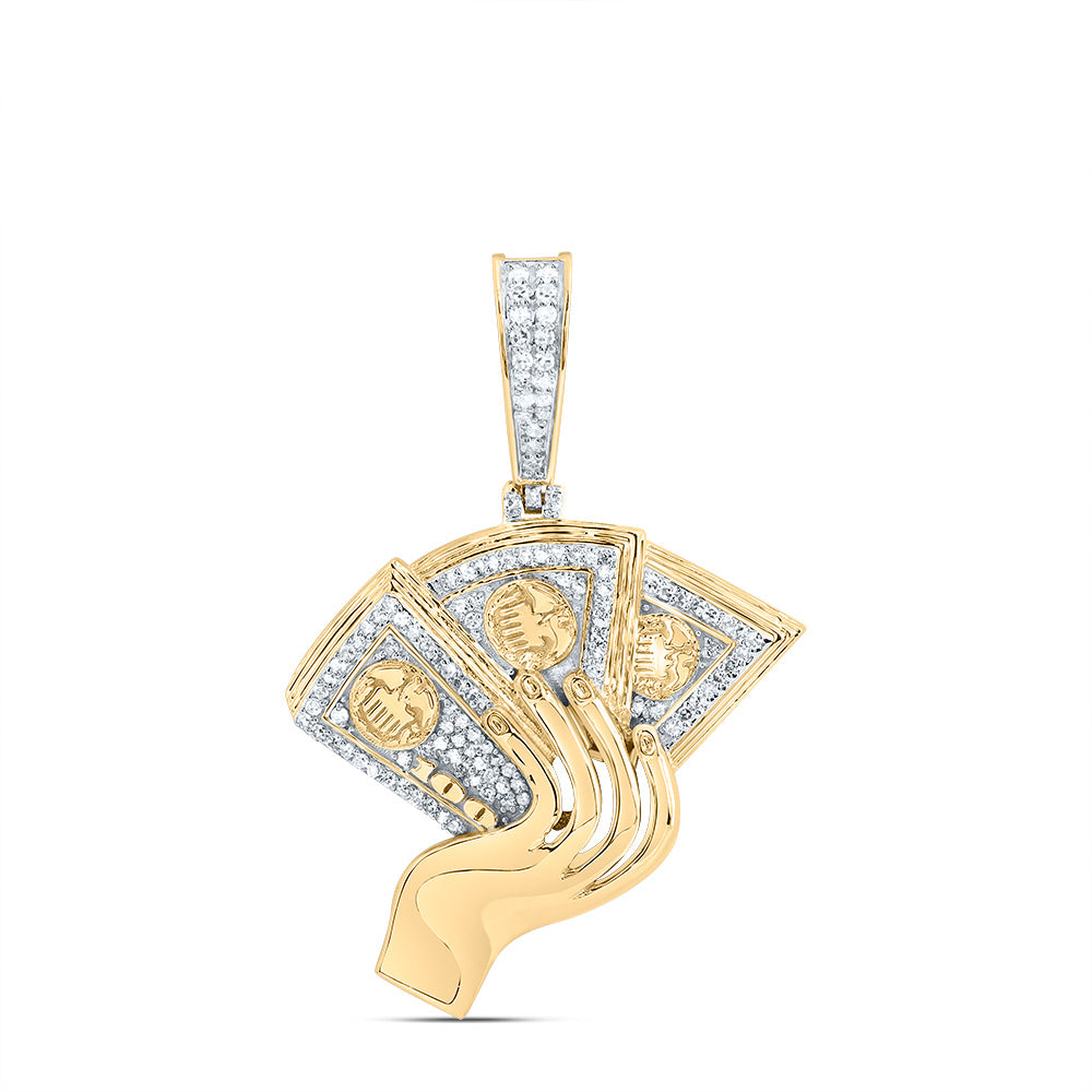 0.39 Ctw Natural Diamond Cash On Hand Pendant in 10k Yellow Gold