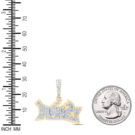 0.66 Ctw Natural Diamond MONET Nameplate Pendant in 10K Yellow White