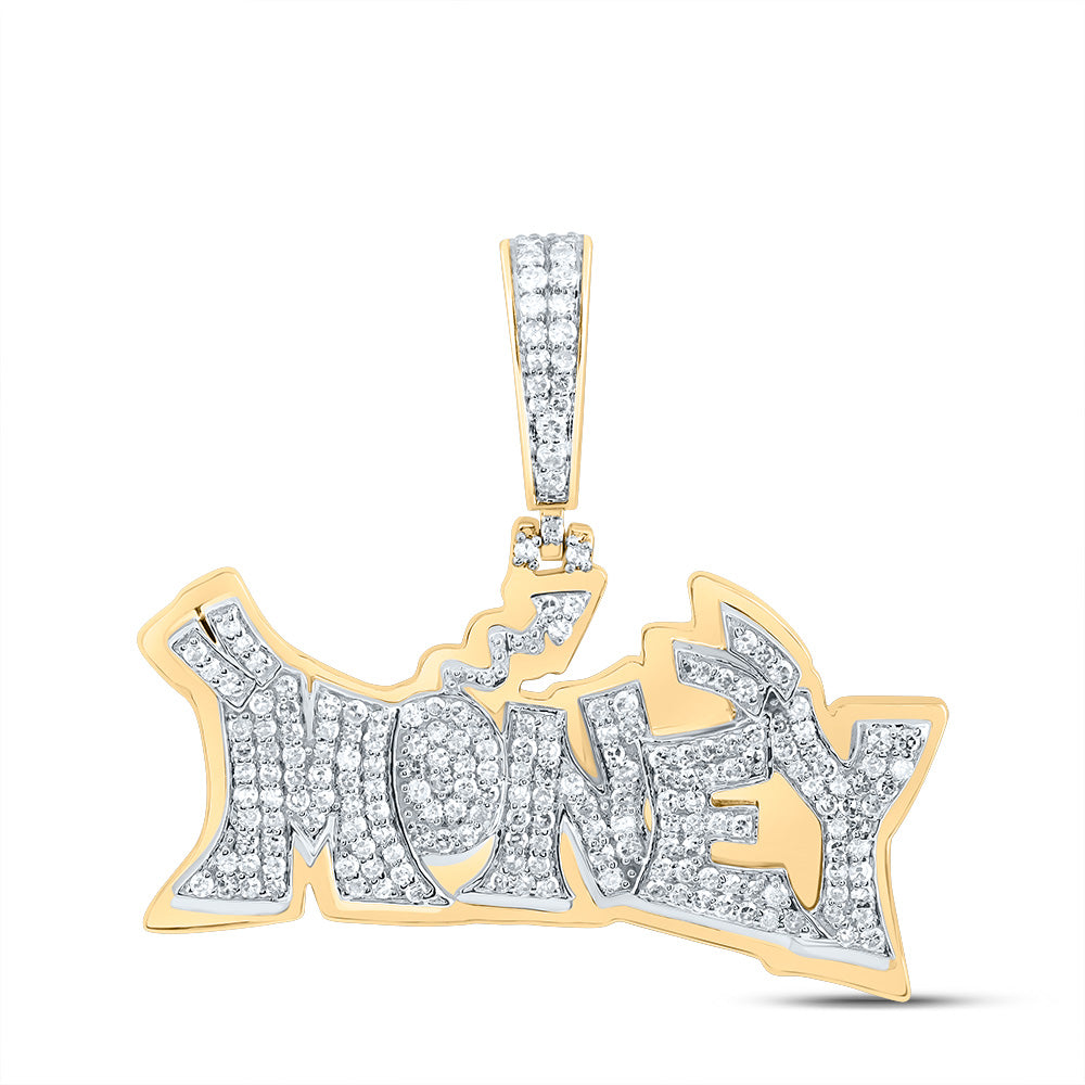 0.66 Ctw Natural Diamond MONET Nameplate Pendant in 10K Yellow White