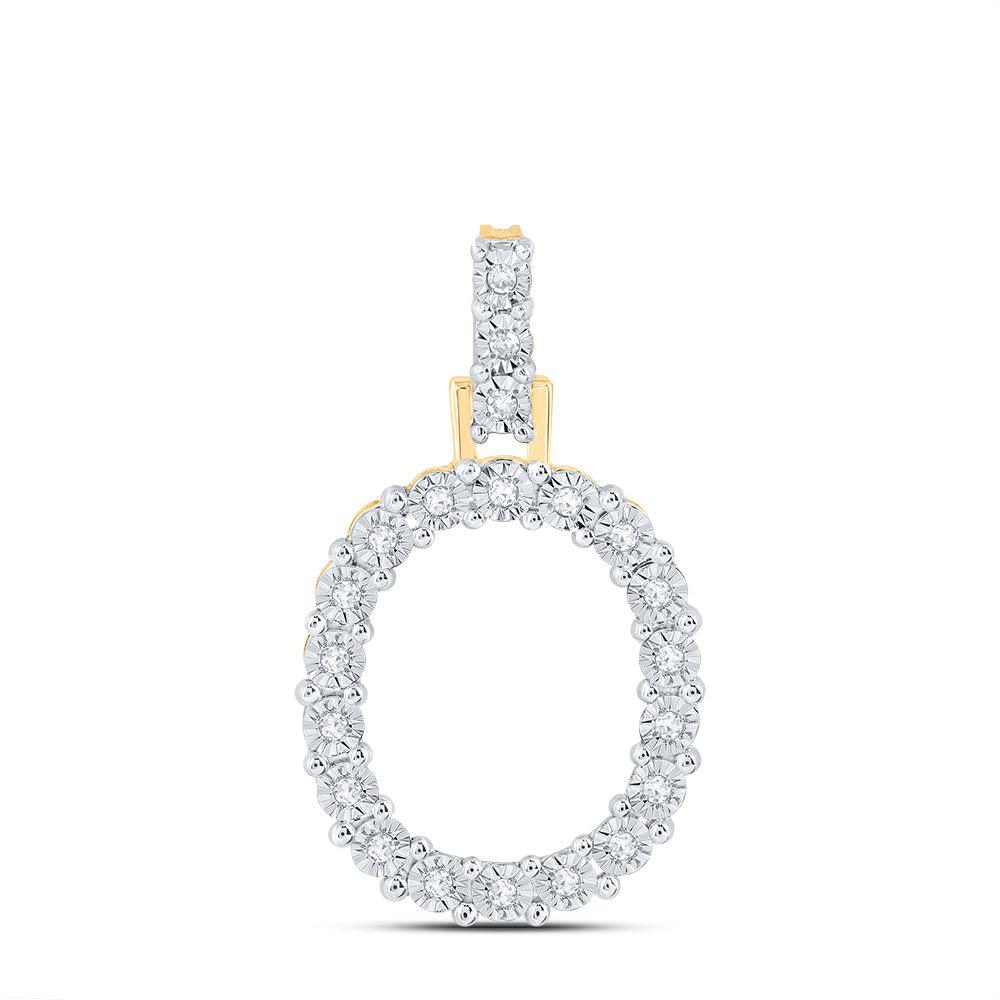 0.11 Ctw Natural Diamond Tennis Initial Letter O Pendant in 10k Yellow Gold