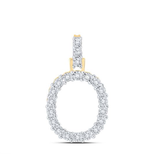 0.11 Ctw Natural Diamond Tennis Initial Letter O Pendant in 10k Yellow Gold