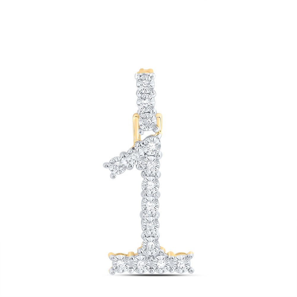 0.08 Ctw Natural Diamond Number No 1 Gift Pendant in 10k Yellow Gold